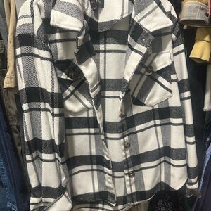 Plaid Black and White Shacket